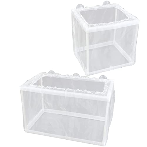 Effortlessly Breed and Hatch Fish with our 2-Pack Aquarium Fish Breeder Box - Featuring Isolation and Hatching Fields, Incubator Mesh, and 10 Suction Cups for Optimal Water Isolation and Spawning.