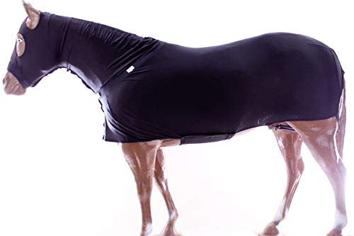 XL Horse Comfort Stretch Lycra Full Body Sheet in black, providing full coverage protection for coat, mane, and tail with seamless design for horse comfort