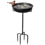 28In Freestanding Birdbath Bowl designed for outdoor use, featuring a sturdy metal stake and elegant bowl for attracting wild birds and hummingbirds