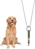 Ultrasonic Dog Whistle set with adjustable frequency for effective pet training, featuring a metal anti-rust necklace for easy carrying.