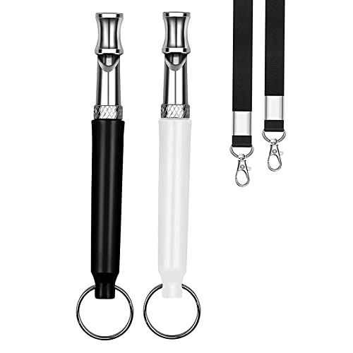 2PCS Ultrasonic Dog Whistle with Adjustable Frequencies and Black