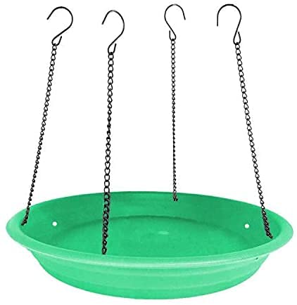 Versatile Green Chicken Feeder and Seed Catcher Tray - Multi-Functional Hanging Platform and Hoop Feeder for Birds with Seed Catcher, Perfect for Garden and Outdoor Use.