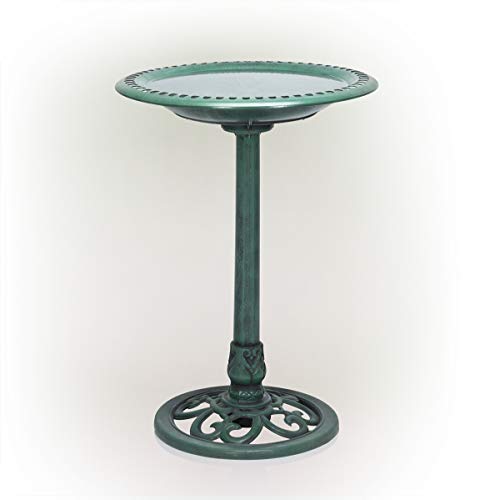 Enhance Your Garden with Alpine Company's 28" Tall Birdbath - A Beautiful Ornamented Statue for Your Feathered Friends!