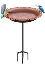 Eazielife Outdoor Bird Bath, 28-Inch Freestanding Garden Birdbath in oval brown design, perfect for attracting birds to your yard