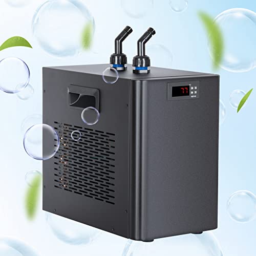 Aquarium chiller for fish tanks, featuring quiet compressor and efficient cooling for optimal aquatic environments, suitable for hydroponics, axolotls, jellyfish, and coral