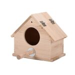 OMEM wooden bird breeding box for parrots, designed with a stylish roof and made of durable cedar wood, perfect for nesting and breeding.