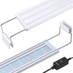 "HITOP Full Spectrum LED Aquarium Light – 12” to 20” Adjustable with Timer and Extendable Brackets. Features RGB LEDs for vibrant aquatic displays and is suitable for small freshwater tanks.