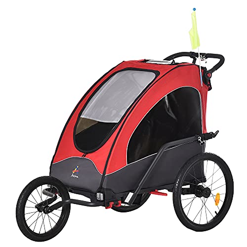 3-in-1 Child Bike Trailer: Foldable, Shock Absorbing, Adjustable Handlebar, Pink/Grey.