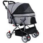 Reversible Handle Pet Stroller for Small to Medium Animals up to 40lbs - Grey.