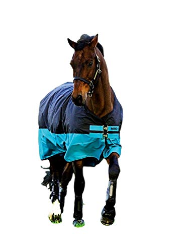 Mio Turnout Sheet Lite in Black and Turquoise – Lightweight and Waterproof Protection for Horses