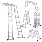 LUISLADDERS 7-in-1 Folding Ladder in Heavy-Duty Aluminum, Showcasing Versatile Configurations for Home Use