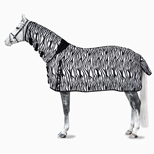 Horze Defender Combination Horse Fly Sheet with Detachable Neck Cover in Zebra Print (81 in)