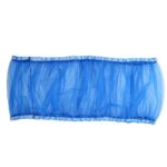 Large Mesh Bird Cage Skirt - Soft Nylon Seed Catcher with Adjustable Drawstring in Blue, designed to keep birdcages clean and airy