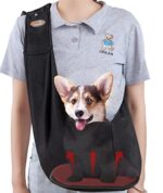 Hands-Free Pet Travel: Adjustable Canine Sling with Bottom Pad for Small Dogs - Black.