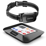 Aweec Wireless Dog Fence and Training Collar system with adjustable sizes for dogs, featuring a waterproof design and rechargeable components