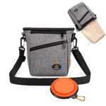 Practical and stylish dog training pouch featuring multiple pockets, a collapsible bowl, and adjustable straps for ultimate convenience during walks and training