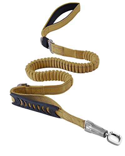 Pisool Heavy Duty Bungee Dog Leash: Durable with padded handles, adjustable length, reflective threads for safety, and seat belt buckle for car use