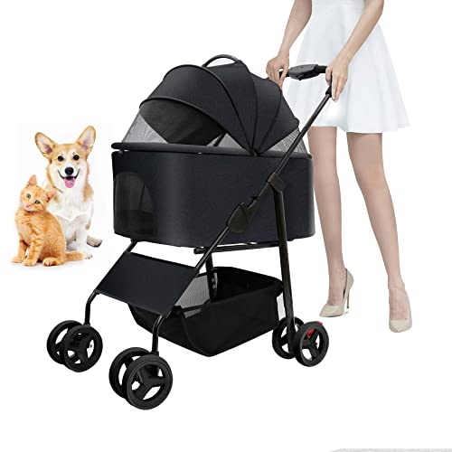 3-in-1 Pet Stroller with Removable Bassinet for Small-Medium Dogs and Cats.