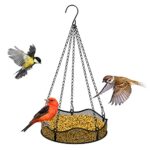 Attract Beautiful Birds to Your Yard with our Premium Metallic Mesh Flower Fowl Feeder Tray Platform - the Perfect Outdoor Decoration for Wild Bird Lovers!