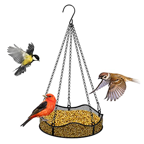 Attract Beautiful Birds to Your Yard with our Premium Metallic Mesh Flower Fowl Feeder Tray Platform - the Perfect Outdoor Decoration for Wild Bird Lovers!