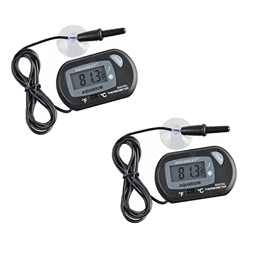 Digital Aquarium and Reptile Thermometer, 2-Pack with Large LCD Display for Accurate Terrarium and Fish Tank Water Temperature Checking.