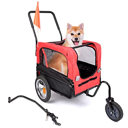Versatile Pet Stroller and Bicycle Trailer: Collapsible Cart with Safety Flag - Perfect for Small Dogs - Pet Stroller, Dog Bike Trailer, Bicycle Trailer, and Jogger in One - Ultimate Convenience for Your Adventures