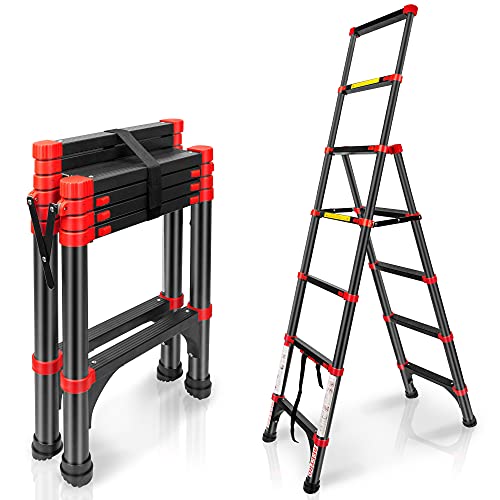 5FT Aluminum Telescoping Ladder - Portable A-Frame