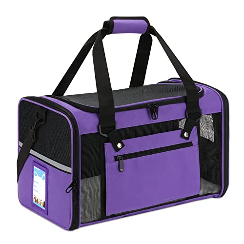  Soft Cat Carrier for Small Dogs and Cats up to 15 lbs - Collapsible and Stylish Purple Pet Carrier Bag