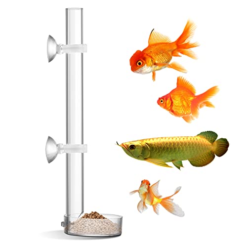 Clear and Durable Acrylic Fish and Shrimp Feeder for Aquarium - Assembled Feeding Tube and Dish Tray Set for Fish Tank and Shrimp Tank (25cm).