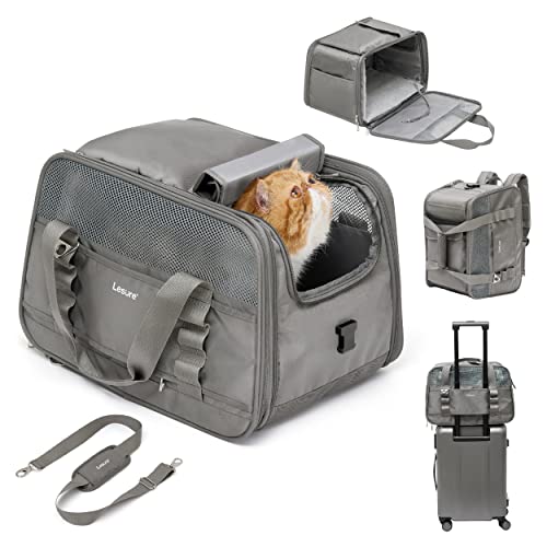 Airline Approved Cat and Dog Carrier Backpack - Soft-Sided Pet Carrier for Small to Medium Dogs and Cats up to 15 lbs in Grey.