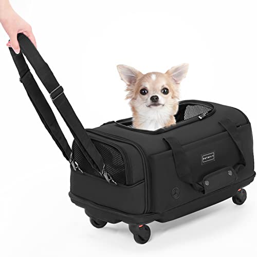 Upgraded Pet Carrier with Wheels - Airline Approved and Scratch-Proof (Blue).