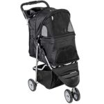 Pet Stroller 3-Wheel Black Foldable Carrier for Cats, Dogs, and More.