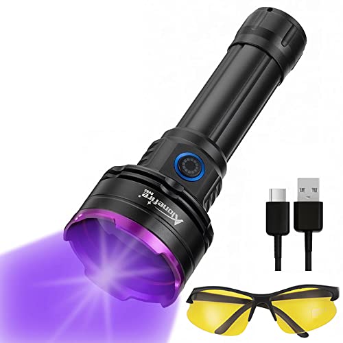 365nm UV Flashlight 20W: USB Rechargeable Black