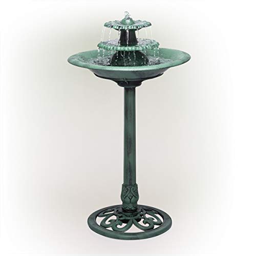 Transform Your Outdoor Space with Alpine Company's 35" Tall 3-Tiered Pedestal Water Fountain and Birdbath - A Stunning Addition to Your Garden!