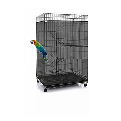 Keep Your Birdcage Clean with Adjustable Feather Catcher - Soft Nylon Mesh Netting for Parrot, Macaw, Parakeet Cage - Black, 118 x 32 Inch.