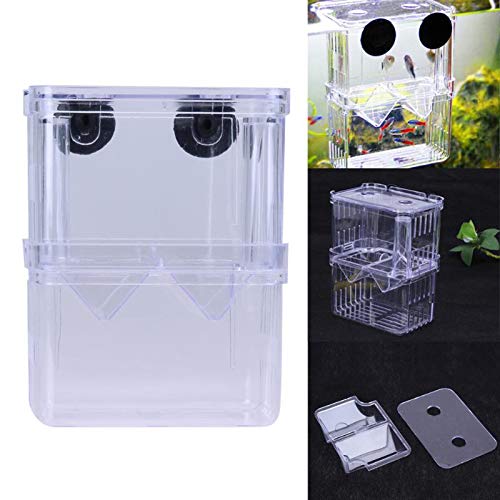 Double Layer Acrylic Fish Breeding Container with Isolation Divider for Small Fish, Shrimp, Betta Fish Hatching and Incubation in Aquarium Tanks.