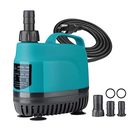 Quiet and powerful KEDSUM 1060GPH submersible water pump for aquariums, ponds, and fountains, featuring dry burning protection and 11.5ft lift height