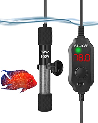 LED Display 100W Aquarium Heater for Tanks 10-20 Gallons - Adjustable and Submersible Fish Tank Heater with Digital Thermostat.