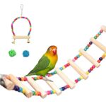 Colorful 4-Piece Bird Ladder Set with 12 Steps, Swing, and Chew Balls for Cockatiels and Parakeets