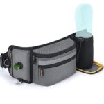 Functional MalsiPree Dog Treat Pouch featuring a poop bag dispenser, hidden water bottle holder, and adjustable waist belt, ideal for dog training and outdoor activities