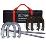 Horseshoe Set with 4 Steel Forged Horseshoes, 2 Heavy Duty Stakes