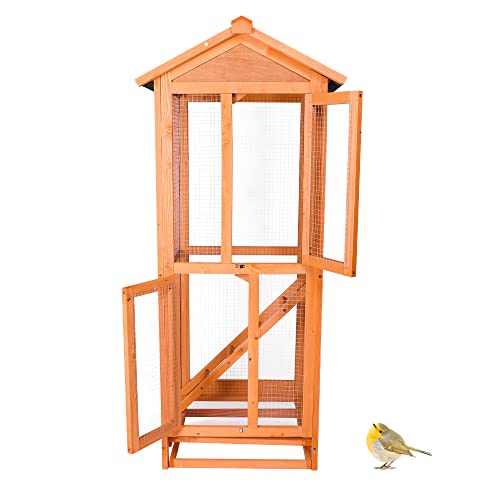 Wooden Aviary House: Large Vertical Bird Cage