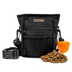 Mighty Paw Dog Treat Pouch 2.0 in orange and black, featuring multiple storage compartments, a magnetic closure, and adjustable carrying options for hands-free dog training