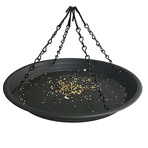 Attract a Variety of Birds to Your Outdoor Space with  12.8-inch Garden Platform Bird Feeder - Featuring a Large Hanging Tray, Seed Catcher Tray, and High Capacity for Endless Bird Watching!