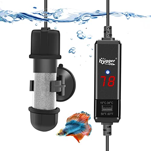 Betta Heater for Small Aquariums - LED Digital Display, Submersible Fish Tank Heater for Freshwater and Saltwater up to 26 Gallon.
