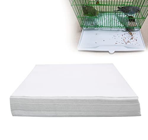 100 Sheets Pre-Cut Bird Cage Liner Papers - Eco-Friendly Non-Woven Absorbent Liners for Pet Birds, 10.6 x 8 inches