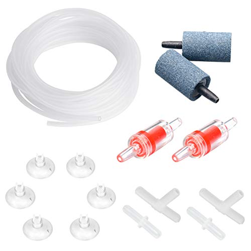 Complete Pawfly Aquarium Aeration Kit with 13 feet airline tubing, air stones, connectors, suction cups, and check valves for optimal fish tank oxygenation