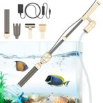Revolutionize Your Aquarium Cleansing with 6-in-1 Electrical Gravel Cleaner: Automated Water Changer and Filter with Sand Washing, Detachable Siphon, Vacuum and IP68 Waterproof Design - Beige Model.
