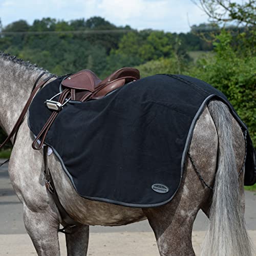 Weatherbeeta Anti-Static Fleece Quarter Sheet in Black/Silver - Lightweight and Breathable Horse Blanket for Cold Weather Riding