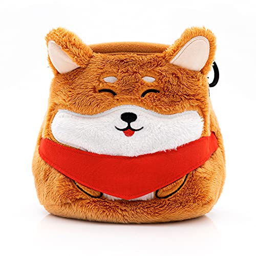 Wildy Dog Treat Pouch with adjustable strap, built-in poop bag dispenser, and a fun Shiba Inu design, ideal for training and walks